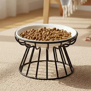 cat bowl with stand, elevated cat bowl, raised cat bowl, cat food stand, ceramic cat bowl with stand