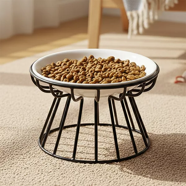 cat bowl with stand, elevated cat bowl, raised cat bowl, cat food stand, ceramic cat bowl with stand